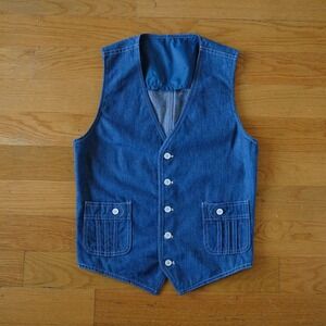 Lee Denim Vest Womens Blue Button Front Pockets Classic Workwear Style 40R US M
